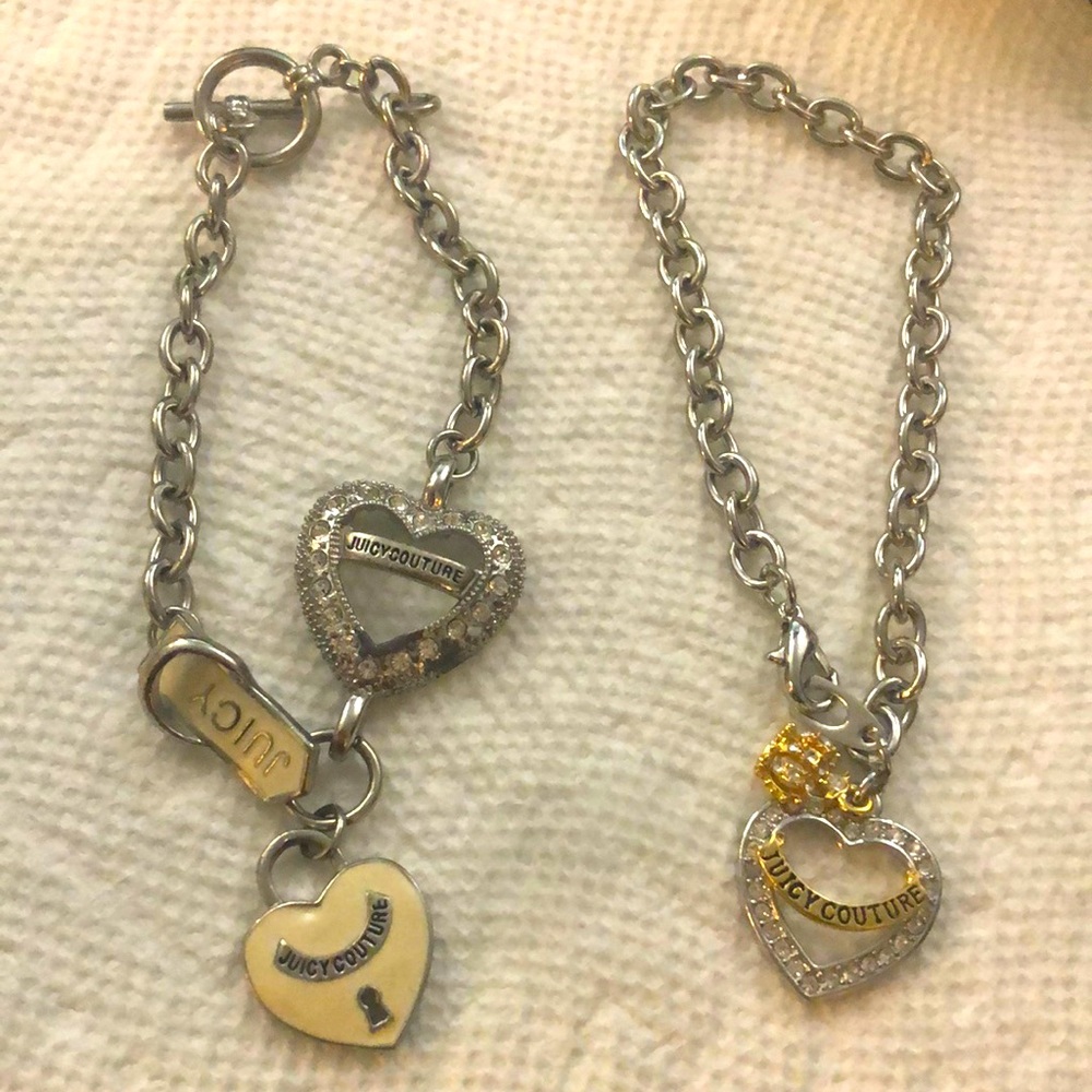 Juicy Couture Silver and Gold Heart Charm Bracelets one size but adjustable